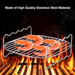 Airfryer Dubbellaags Rek met Spiesjes, Bakplaat Grillrek Roestvrijstalen Airfryer Grillpan Compatibel voor Airfryer — thumbnail 2