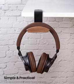 Headsethouder,Hoofdtelefoon Houder met Walnoothout Hoofdsteun voor alle Hoofdtelefoonmaten,Headset Holder Koptelefoonhaak voor PC-gaming — thumbnail 3