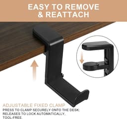 2 stuks Hoofdtelefoon Mount Hanger Houder, Sterke Zelfklevende Headset Haak Stand voor Gaming Hoofdtelefoon & Controller, Stick-On Mount met Adhesive Pad, Universele Headset Hanger Onder Bureau of Muur — thumbnail 5
