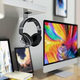 3 stuks headset-houder, tafel, hoofdtelefoonhouder, universele koptelefoonhouder, wandhouder, hoofdtelefoonhouder met sterk plakband voor apparaten, bureau (zwart) — thumbnail 2
