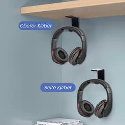 3 stuks headset-houder, tafel, hoofdtelefoonhouder, universele koptelefoonhouder, wandhouder, hoofdtelefoonhouder met sterk plakband voor apparaten, bureau (zwart) — thumbnail 4