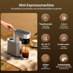Pura Coffee C1 Pro - Compact & draagbare mini‑espressomachine - 20 bar, 3s instant heat - geschikt voor koffiepoeder & capsules — thumbnail 2