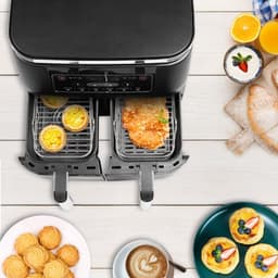 Airfryerrek 2-pack - Airfryer Accessoires - Airfryer-accessoire met dubbele mand - Grill voor hoge temperaturen - Multifunctioneel kookrek - Airfryer — thumbnail 4
