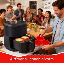Siliconen cakevorm - 2 stuks - Taartvorm - 10 cm diameter - Eiervorm - Eierring - Bakplaat voor de airfryer - Voor Magnetron Kleine Taartjes Puddings Taart Ontbijt Patty - Geschikt voor airfryers van 6 liter en groter - rood — thumbnail 8