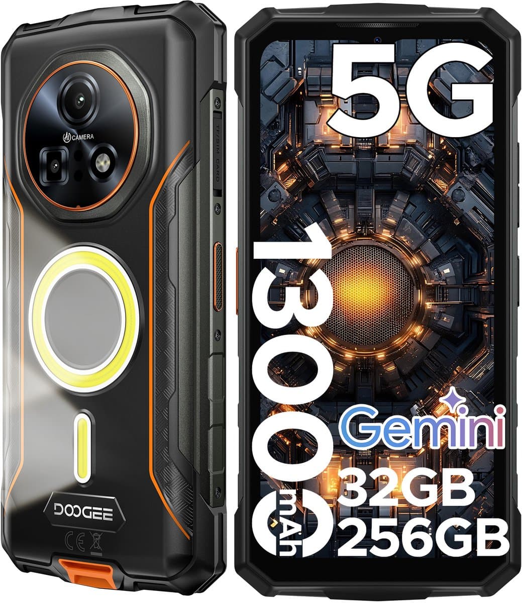 DOOGEE Fire 7 Pro 5G - Robuuste smartphone - 32GB RAM + 256GB ROM / 2TB(TF) - 13000mAh/33W - 6.6 Inth HD+IPS 90Hz - 13000mAh/33W - POC Intercom Functie - Dual Camping Lights - 64MP+20MP Nachtzicht - IP68 - Face ID - OTG - NFC - Oranje — afbeelding 1