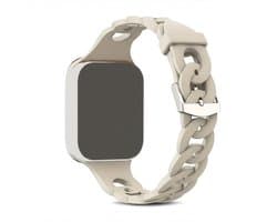 Sterrenlicht kleur horlogebandje voor smartwatch dames en heren met ultra dun schakel design van silicone en vaste sluiting, geschikt voor Apple Watch 42 44 45 en 49 mm