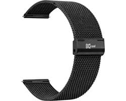 Kiraal - Premium Luxe RVS Horlogebandje - RVS - Milanees - 20mm - Zwart - Smartwatch bandje - Universeel