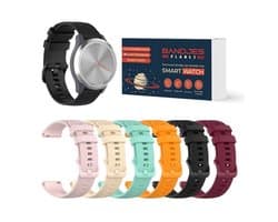 Set van 6 Bandjes Geschikt voor Garmin Vivoactive 5, Vivoactive 6, Forerunner 165, 55, 245 en Venu, 20mm Siliconen Smartwatch Bandjes