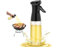 Spuitfles - Kookspuit - 200 ml - Glazen oliedispenser - Navulbaar - Waterspuit voor keukens, airfryers, salades, bakken, zwart
