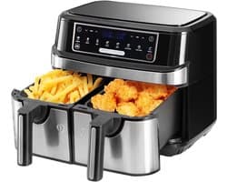 ApexArte® Dubbele Airfryer XXXL - Duo Heteluchtfriteuse - Geschikt voor Accessoires - Zwart
