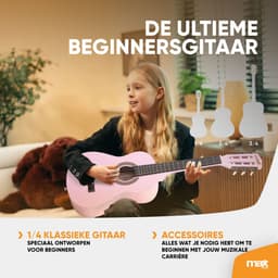 Kinder gitaar - MAX SoloArt akoestische gitaar 1/4 - Met gratis muzieklessen en accessoires - Roze — thumbnail 3