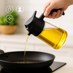 Olijfolie sprayer 500 ml - 2-in-1 spray en schenktuit - Glas met BPA-vrije delen - Fijne nevel voor precieze dosering - Lekvrij schenken zonder knoeien - Voor airfryer pan salades en grillen — thumbnail 5
