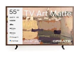 CREATE - QLED 4K 55" Smart TV met antireflectiescherm en kunstgalerij, Donker hout- TV ART MATTE
