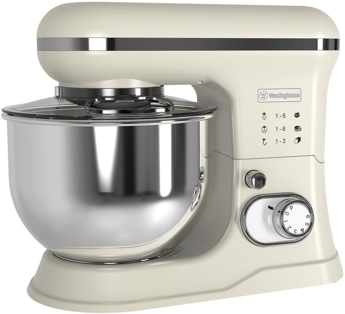 Westinghouse Retro Standmixer - 1200W - Keukenmachine 5L Mengkom - Keukenrobot - Keukenmixer - Foodprocessor - Beige — afbeelding 1