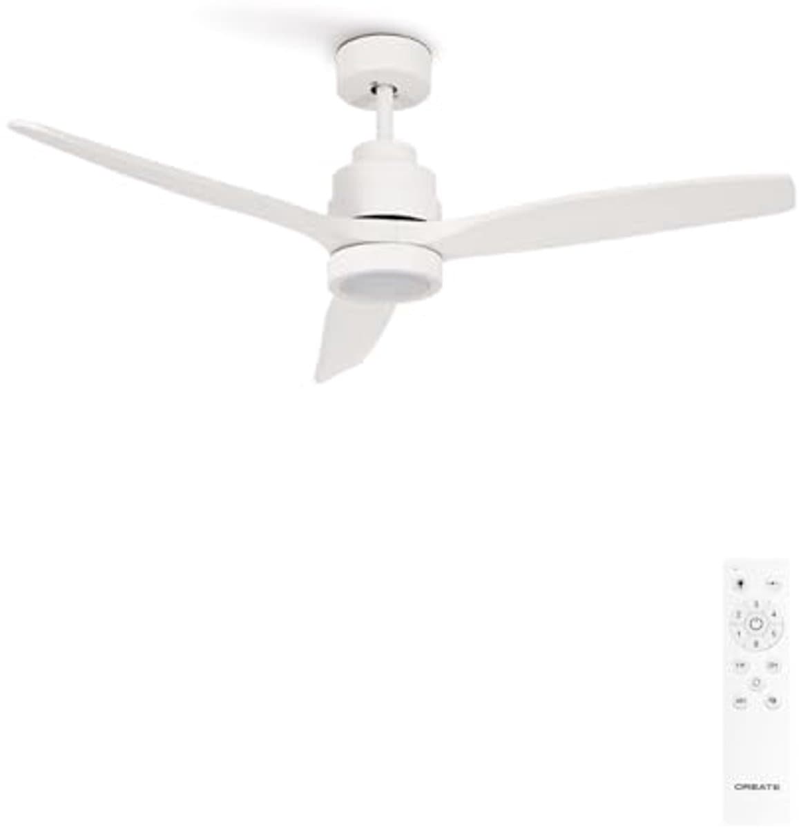 Plafondventilator met afstandsbediening, wit licht, 40 W, stil, Ø 112 cm, 6 snelheden, timer en zomer-winterfunctie — afbeelding 1