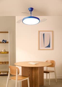 CREATE - Plafondventilator 40W stil met intrekbare bladen met licht - Ø91cm - Kobaltblauw - Controller voor wandmontage + afstandsbediening - WIND CLEAR STUDIO — thumbnail 4