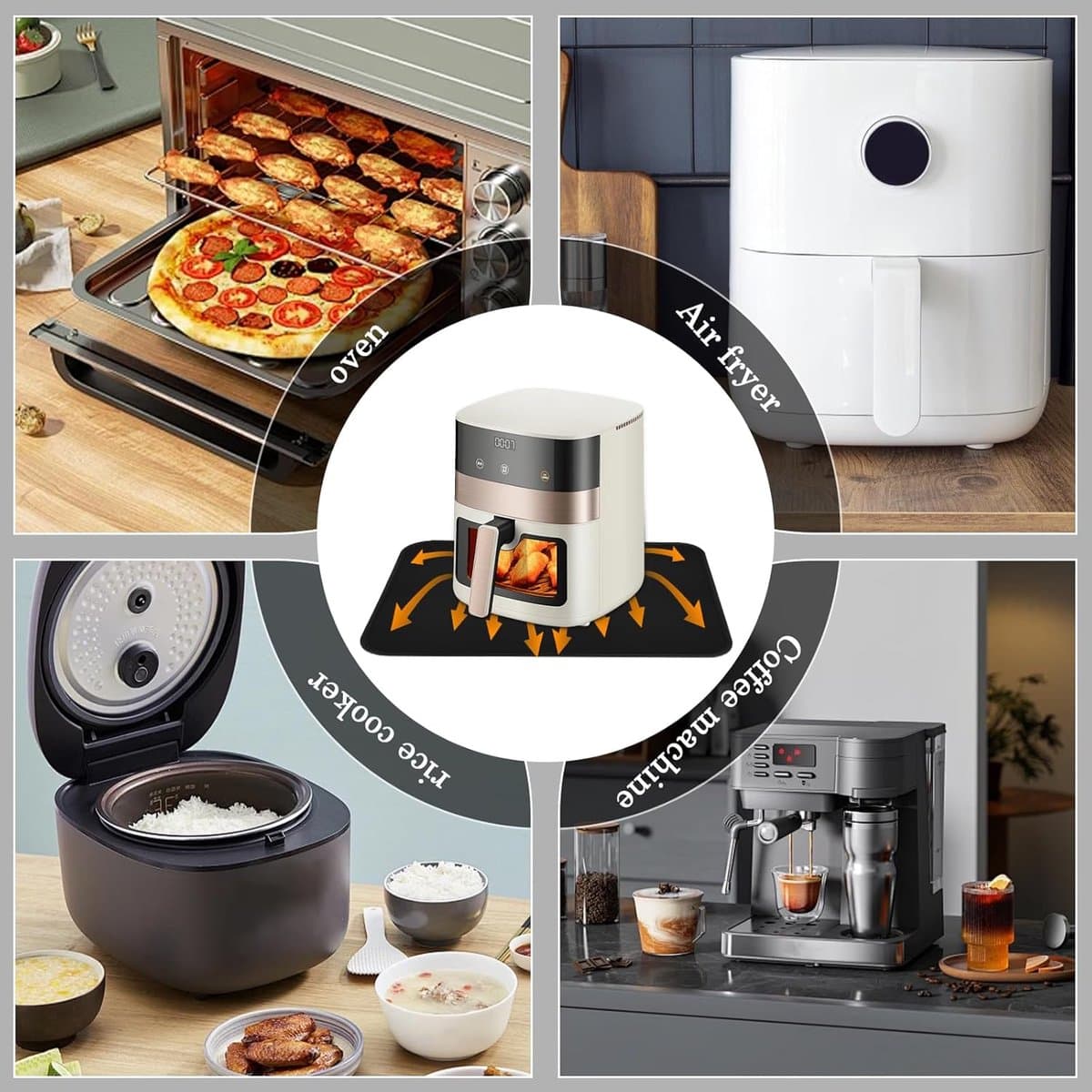 Candala Vuurvaste onderlegger, 60 x 80 cm, vuurvaste siliconen matten voor tafelblad, hittebestendige onderlegger voor luchtfriteuse, antislip, waterdicht, voor luchtfriteuse, koffiezetapparaat, magnetron — afbeelding 1