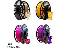 Silk pakket 4kg 3D Printer Filament 1.75 mm - Hoge Kwaliteit en Duurzaam - Compatibel met Creality, Bambu Lab, Esun en Andere 3D Printers - Voor 3D Printen van Prototypes, Modellen, Accessoires - voor Professioneel en Thuisgebruik