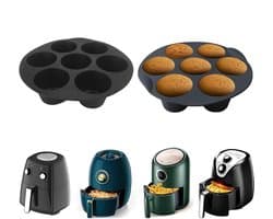 OIMG Muffinvormen - Professioneel Hoogwaardige kwaliteit Airfryer Bakplaat - Anti Aanbak laag - Cupcake Tray - Muffin bakvormen - silicone bakvorm - Siliconen Cupcake bakvorm - Voor Muffins, Cupcakes, Mini-quiches - 17.5cm - 1 stuck - Zwart