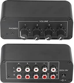 Mini Stereo Mixer met 4 Kanalen en Hoofdtelefoonuitgang - Geluidsversterker voor Microfoon en Gitaar — thumbnail 5