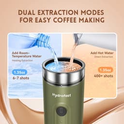 Hydrofast PO-100 draagbare espressomachine, 20 bar druk, 9600 mAh batterij, 2-in-1 capsule & gemalen koffie, draadloze verwarming, compact reisontwerp — thumbnail 4