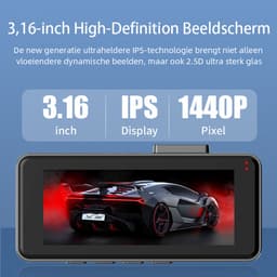 Gloovon® - Dashcam - Voor Auto 3 in 1 - 2K Voorcamera - 720p Interieur/Achtercamera - Parkeermodus met G-Sensor - Nachtzicht - 3.16 Inch Scherm — thumbnail 3