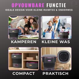 Mini Wasmachine 15L – Kleine Wasmachine met Centrifuge – Opvouwbaar – 5kg Capaciteit – Ideaal voor Ondergoed & Camping — thumbnail 5