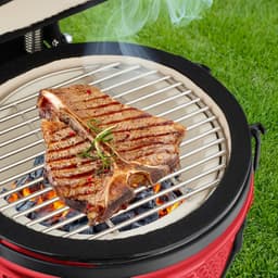 Kamado barbecue - Ø 26 cm - keramisch - met thermometer - deksel - rood — thumbnail 2