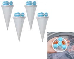 4-Stuks Wasmachinehaarverwijderaar - Wasmachinefilterzak - Drijvend pluizenfilter - Haarverzamelaar - Waspluizenzak - Herbruikbaar - Geschikt voor het reinigen van kleding， knuffels en autostoelkussens - Blauw