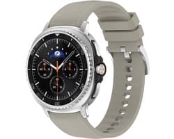 Stravo Hybride siliconen-lederen horlogebandje – Geschikt voor Samsung Galaxy Watch 8 40mm / Samsung Galaxy Watch 8 44mm / Galaxy Watch 8 Classic 46mm – Siliconen bandje met leren afwerking voor Samsung smartwatches - Leer - Grijs