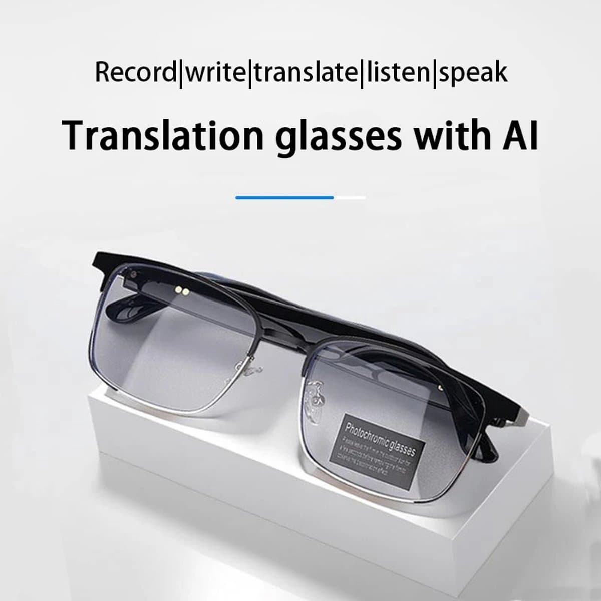 AI Slimme Vertaalbril met Bluetooth – Real-time Vertaling in 144 Talen | Draadloze Simultaanvertaler, Reishulpmiddel & Smart Glasses met Live Tolkfunctie — afbeelding 1