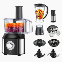Royal Swiss® YT-FP01 – 10 in 1 Foodprocessor – 550 W – RVS Behuizing – 1,5 L Blender & 1 L Kom – 2 Snelheden + Pulse – Multifunctioneel Keukenapparaat — thumbnail 1