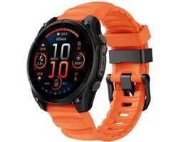 Stravo TrailFit Siliconen Bandje voor Garmin Fenix 5 (Plus)/Fenix 6 (Pro)/Fenix 7 (Pro-Sapphire-Solar)/Fenix 8 - 47mm/Fenix E/Epix (Pro) Gen 2 - 47mm - Robuuste sportieve siliconen horlogeband - QuickFit 22mm band voor Garmin smartwatches - Oranje