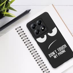 kwmobile telefoonhoesje geschikt voor Xiaomi 14T - Hoesje voor smartphone in wit / zwart - Backcover van TPU - Don't Touch My Phone design — thumbnail 4