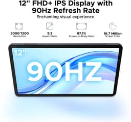 Tablet met Doogee Tab E3 Toetsenbord+ Android 15 Batterij 8800 mAh 12 "FHD+ 90Hz 32 GB+ 256 GB, Helio G100 Octa-Core Sim Face ID,Grijs — thumbnail 3