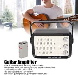 Crrynuo - Elektrische Gitaarversterker - Mini Gitaarversterker - Bluetooth Speaker - 1 Stuk - 2 Toonkanalen - 9V Batterij - Wit — thumbnail 3