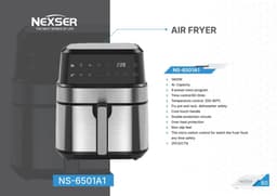 Airfryer 6,5L – Heteluchtfriteuse – 1700W – Olievrij – Mechanische Timer – Met Kookraam – Familieformaat – Gemakkelijk Schoon te Maken — thumbnail 2
