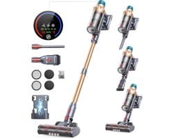 Draadloze Stofzuiger - 550W 45KPa Vermogen - 60 Minuten Batterijduur - Krachtig en Stil - Wandoplader - Geurfunctie - Kleurentouchscreen - 1,5L Stofreservoir - Edge Cleaning - Ultramoderne Steelstofzuiger voor Tapijt en Vloer