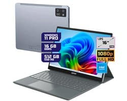 GMR - Windows 11 Tablet - 16inch - Touchscreen - Toetsenbord / Cover - Intel - 16GB RAM - 512GB SSD - Ideaal voor Thuis, Kantoor en Studie