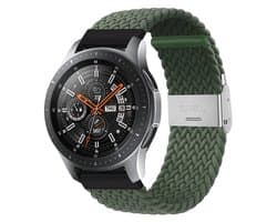 Qelus Groene 20mm Gebreide Nylon Elastische Horlogeband met RVS Gesp - Verstelbare Lengte - Vervangende Band voor Horloges en Smartwatches - Sportief, Zachte en Ademende - Voor Mannen en Vrouwen