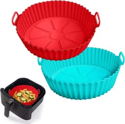 2-delige Airfryer siliconen bakvorm, 8-inch Airfryer mand voering, siliconen bakvorm, geschikt voor Airfryer oven herbruikbare bakvormen oven accessoires — thumbnail 1