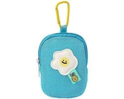 Opbergtas - Schattig gaas - Bloemen - Sleutelhanger portemonnee - Koptelefoon tas - Hanger opbergtas - Multifunctioneel - Blauw