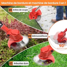 Draadloze Grasmaaier met 3 Snijbladen, 21V, Lichtgewicht en Verstelbaar voor Tuinonderhoud — thumbnail 2