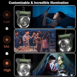 Oplaadbare Camping Ventilator met LED Lamp en 20.000 mAh Accu | Draagbare Tentventilator voor Buiten — thumbnail 5