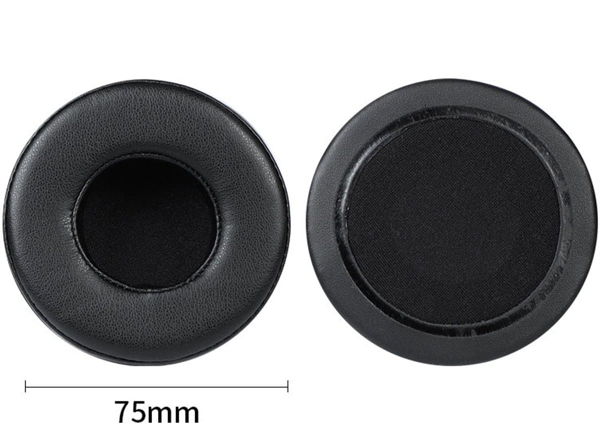 Universele ronde stereokoptelefoonhoes, schuimhoes, oorkappen, vervangingsaccessoires voor hoofdtelefoons-zwart 75mm — afbeelding 1