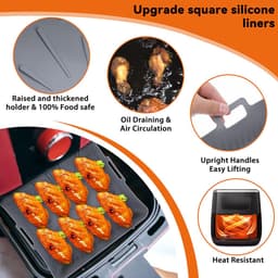 23cm Grote Airfryer Siliconen Mand Liner 9-inch XXL Airfryer Vorm Herbruikbare Vierkante Ovenbakplaat, Geschikt voorCosori Ninja 6-8QT — thumbnail 3