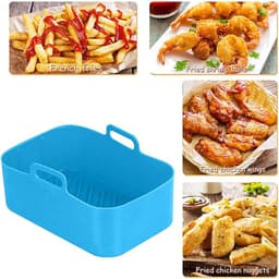 2 stucks Airfryer Siliconen Pan Rechthoekig Herbruikbaar Vervangingsvoering Inzetpan Dubbele Mand Kipmat Geschikt voor Ninja Air Fryer Accessoires-blauw — thumbnail 4