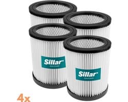 Sillar, set 4 stofzuigerfilters, wasbaar, van stof, anti-allergeen, geschikt voor Parkside PWD 12, 20, 25, 30, 35, PNTS 1400 H4, STIHL SE 33, vervanging voor filters 91096424, SE017035900, 15,6 x 14 x 9,9 cm