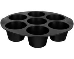Siliconen muffinvorm, 7-cup diepe siliconen bakvorm, muffinvorm, muffinbakvorm, Yorkshire pudding, brood, cake (zwart)