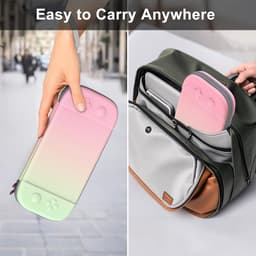 Opbergtas - Geschikt Voor Draagtas Compatibel Met Nintendo Switch 2 - Met 12 Gamecardvakken - Portal Case - Opbergcase - Draagbare Opbergtas Koffer - Beschermhoes - Waterdicht En Schokbestendig - Roze En Groen — thumbnail 3